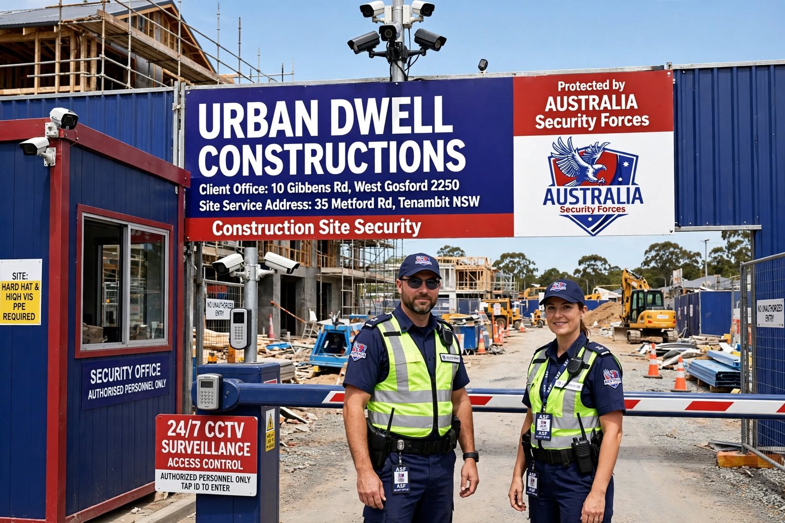 URBAN DWELL CONSTRUCTIONS Client Office: 10 Gibbens Rd, West Gosford. 2250 Site Serivce address: 35 Metford Rd, Tenambit NSW Contruction Site Security