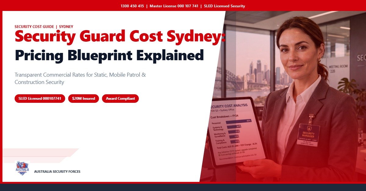 Professional security guard at Sydney commercial site: 2026 pricing guide